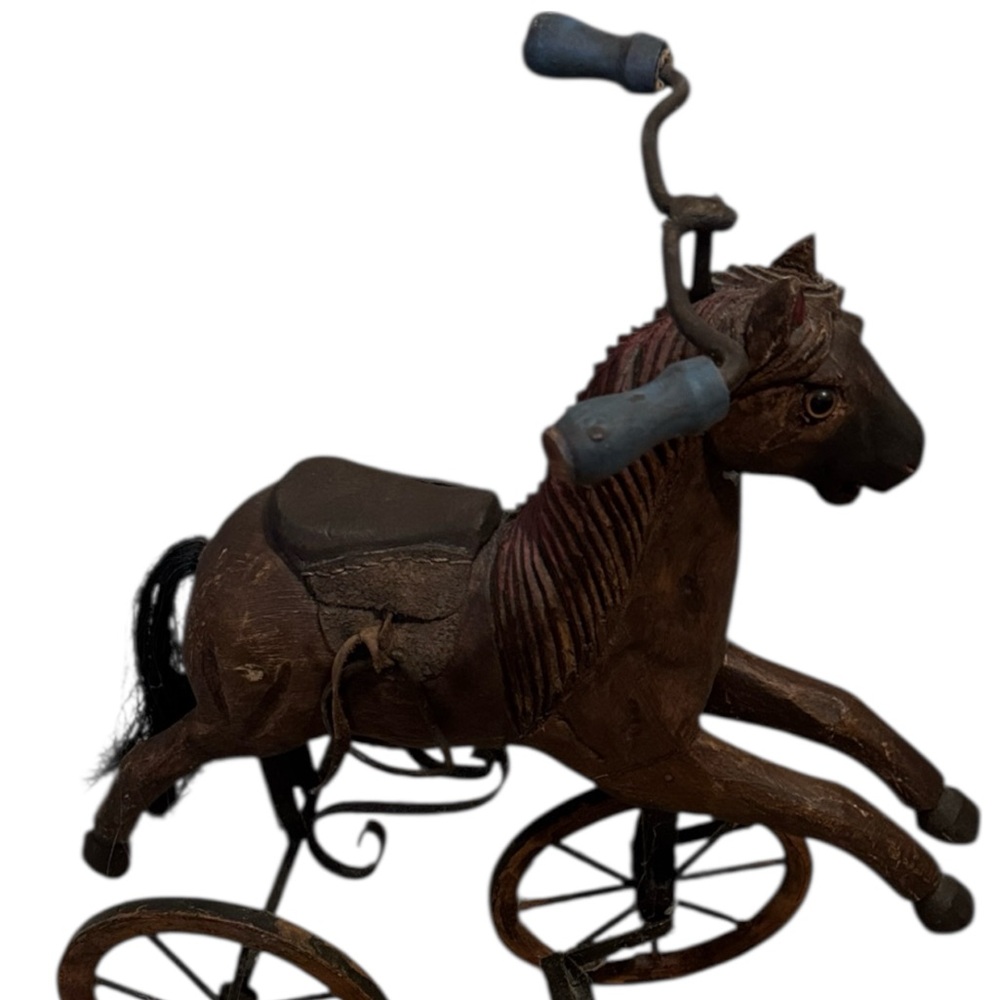 Vintage Brown Horse Tricycle Home Accent - Picture 2 of 10